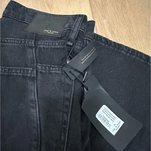 NEW - rag & bone Sofie spliced high rise wide leg in highland (black) - 25 -$325 - Picture 7 of 8